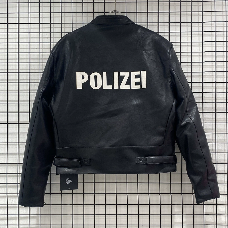 Кожаная куртка мотоциклетная VETEMENTS VETEMENTS 17SS полицейская стильная мужская мотоциклетная кожаная куртка