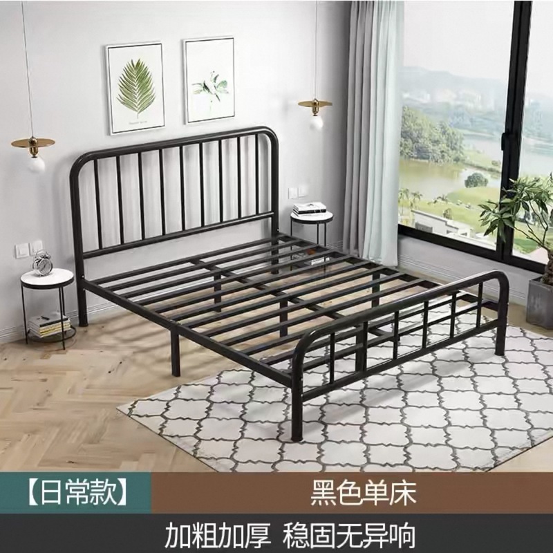 モダンでシンプルなダブルアイアンベッド、厚みのある家庭用アイアンベッド、大人と子供用のシングルスチールフレームベッド、アイアンシェルフベッド|undefined
