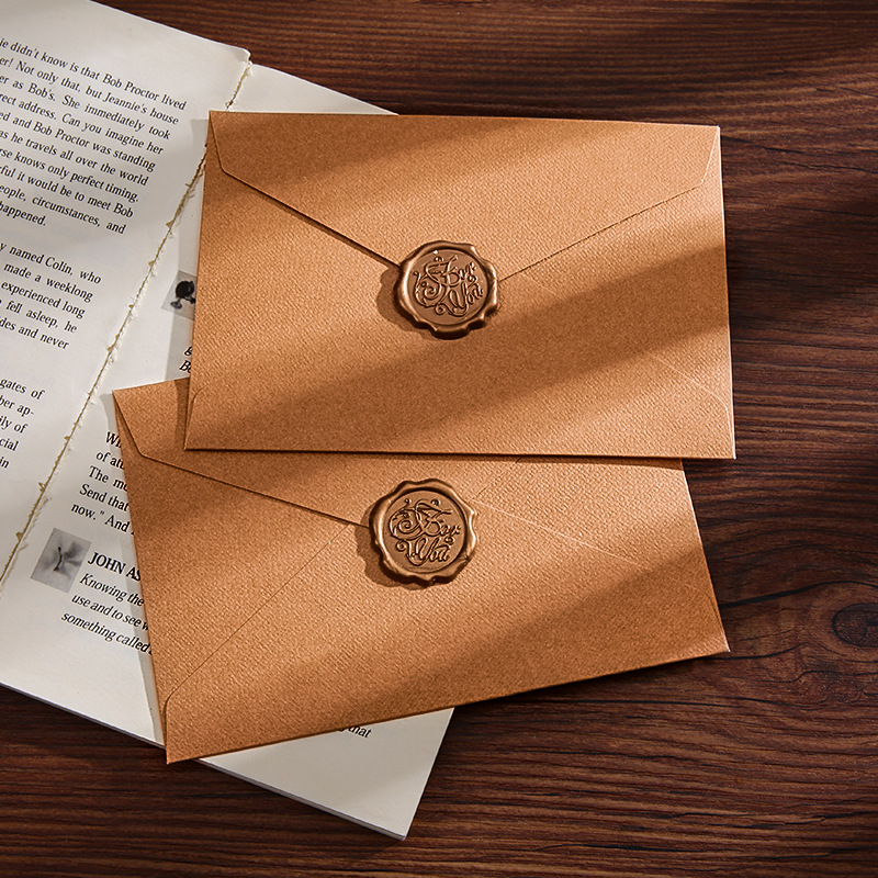 Sobre de lino grueso, juego de papelería de alta gama, carta de amor de confesión escrita a mano retro, carta de invitación con cabecera de carta de escritura de piel de vaca