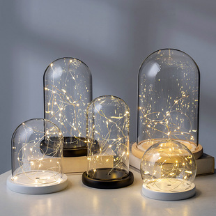 Preserved Flower Glass Cover Hand-Made Ornaments Dust-Proof Buckle Led Sea Urchin Shell Night Light Eva Anti-Falling Sponge Bottom