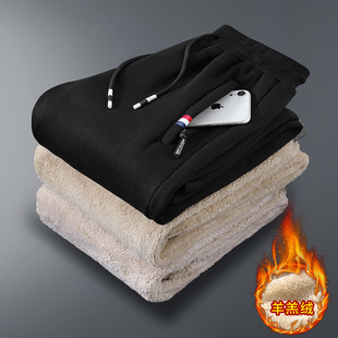Shirt less clothing lambskin pants autumn and winter new imitation cotton three-color fleece-lined thick warm northeast sports pants