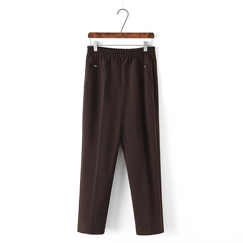 Mom pants Spring and Autumn New Elastic Waist Trousers Solid Color Versatile Fashion High Waist Straight Pants Casual Women's Pants