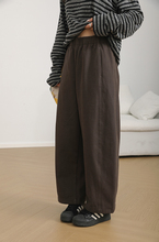 秋冬新品棉质高腰抓绒阔腿休闲裤加厚松紧腰百搭裤子