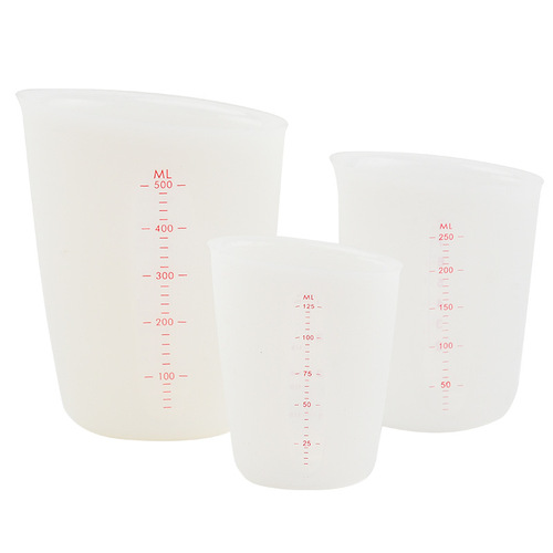 Food-grade silicone measuring cup with visible double scale ml/oz kitchen baking utensils three-piece measuring cup set
