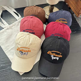 韩版ins斑点狗字母刺绣棒球帽女防晒百搭显脸小遮阳鸭舌情侣帽