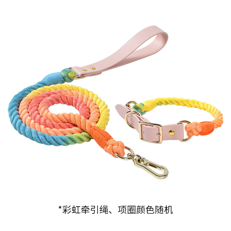 批发亚马逊手工编织彩色宠物狗狗牵引绳套装皮革狗狗项圈用品跨境|undefined