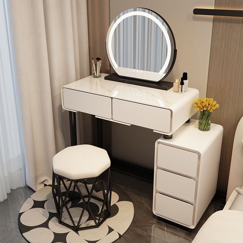 H5-화이트 80 테이블 + 캐비닛 + 스마트거울 + 새둥지 스툴