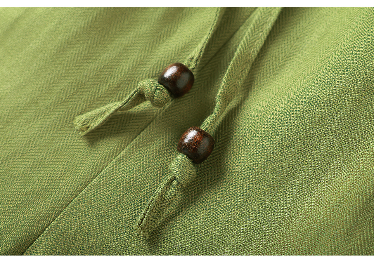 Quần culottes nữ ống rộng chất liệu linen phối lụa, cạp chun rút dây, dáng suông mềm mại — màu xanh táo chi tiết 31