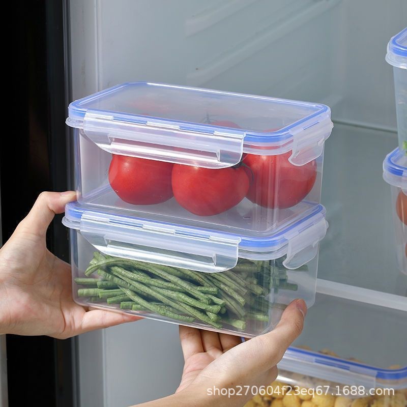 食品グレードのキッチン冷蔵庫鮮度保持ボックス電子レンジ耐熱プラスチック弁当箱フルーツ収納ボックス長方形の蓋付き密封|undefined