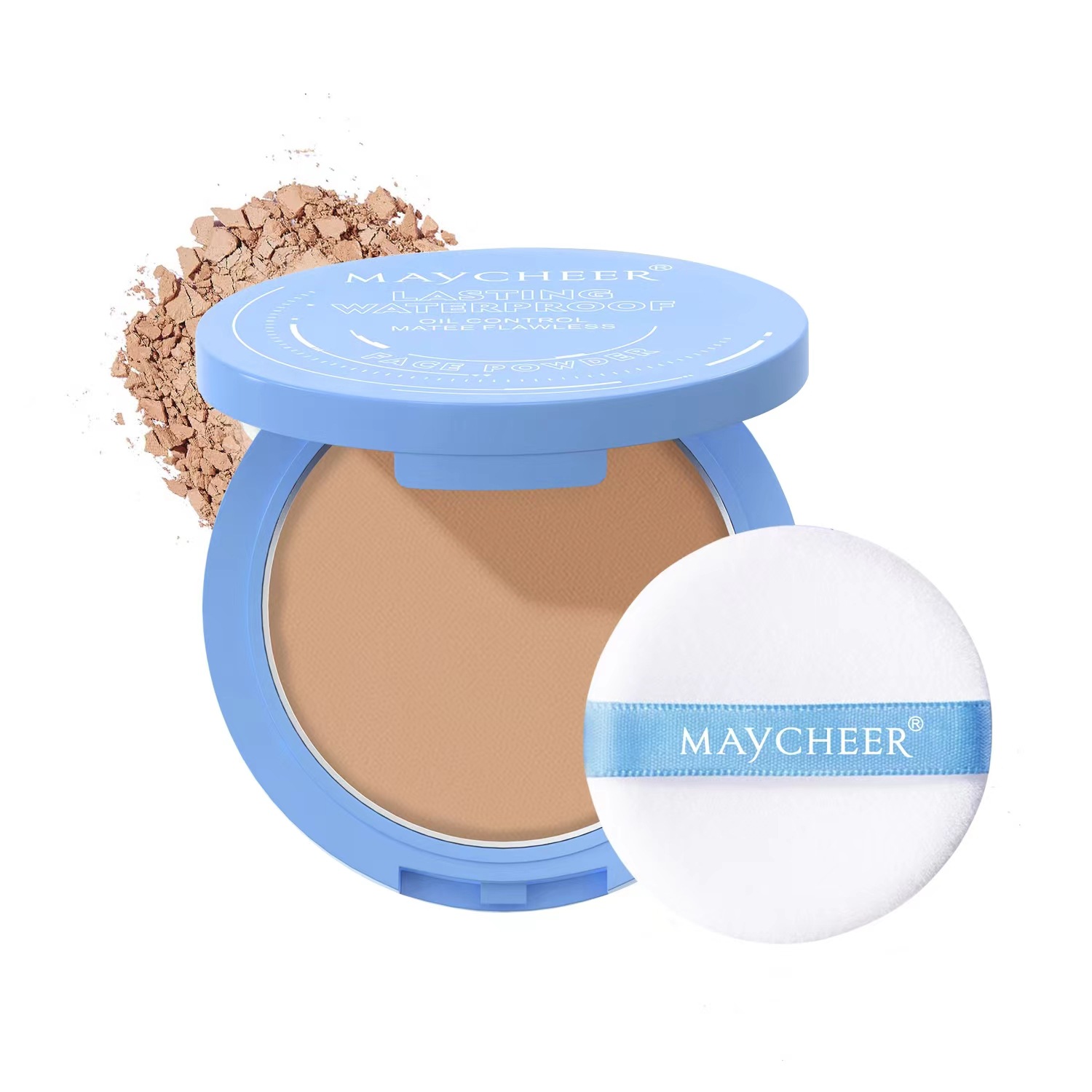 Transfronterizo MAYCHEER polvo impermeable de maquillaje para mujeres, maquillaje natural desnudo, control de aceite, polvo de maquillaje de miel.