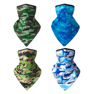 Outdoor riding triangle towel ice silk sunscreen hanging ear triangle towel summer sports outdoor breathable fishing camouflage mask