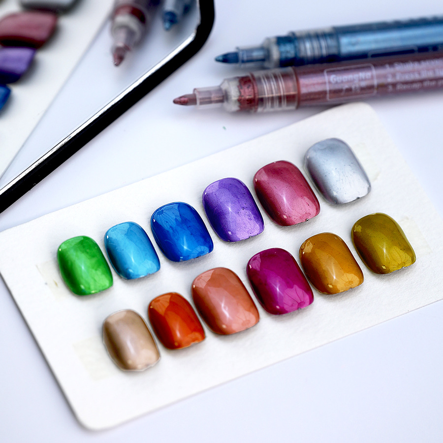 Guangna GN1306DIY marcador de uñas marcador de acrílico inodoro impermeable de secado rápido 3 traje 0,7 punta