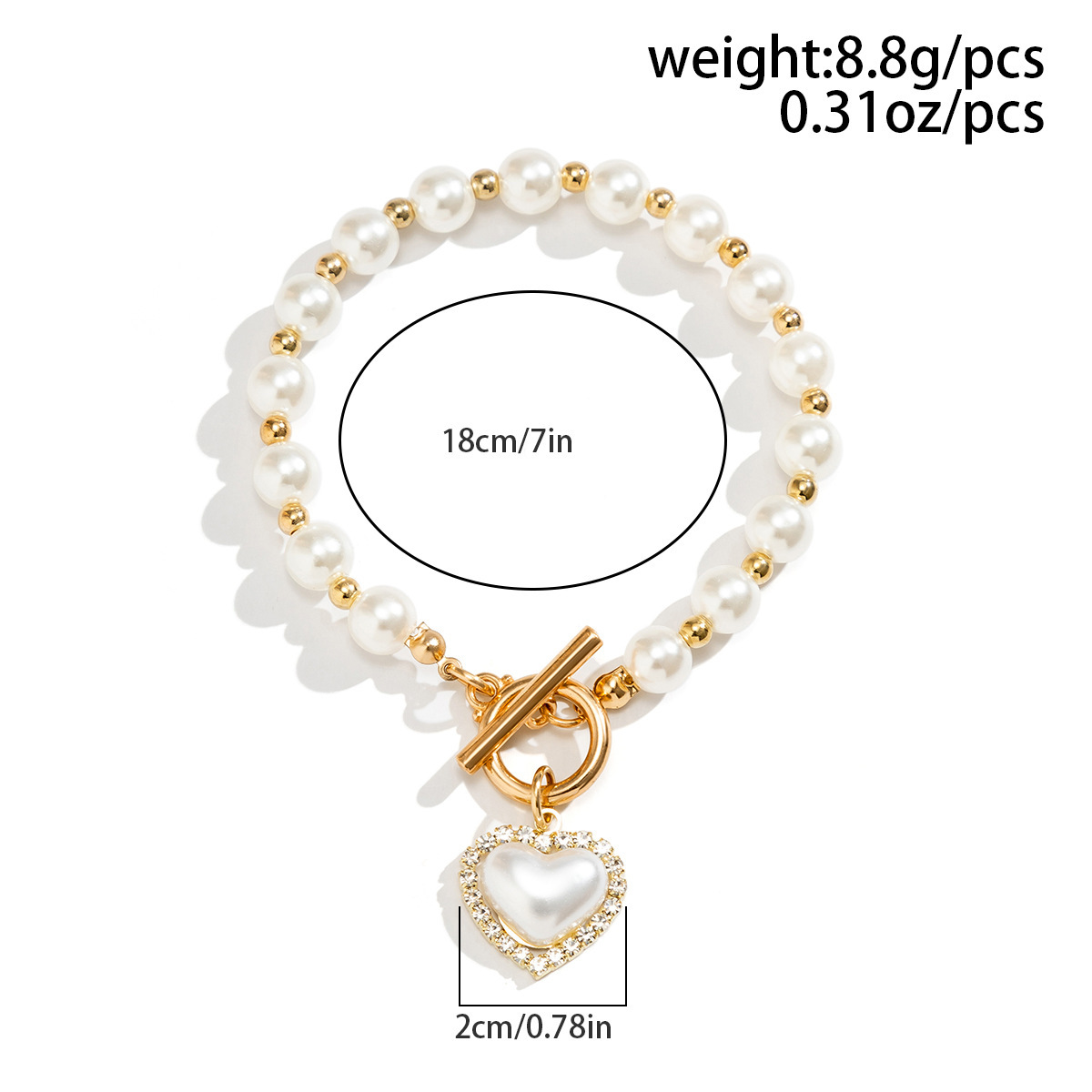 Lady Heart Shape Imitation Pearl Alloy Wholesale Bracelets display picture 1