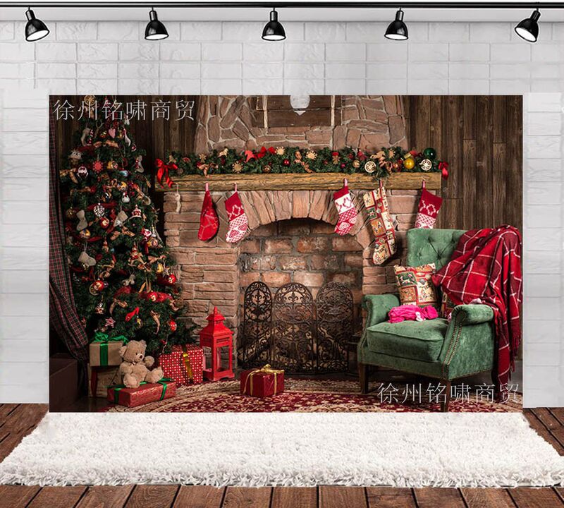 New Christmas Christmas tree Amazon theme birthday fireplace photography background cloth cross-border dedicated banner