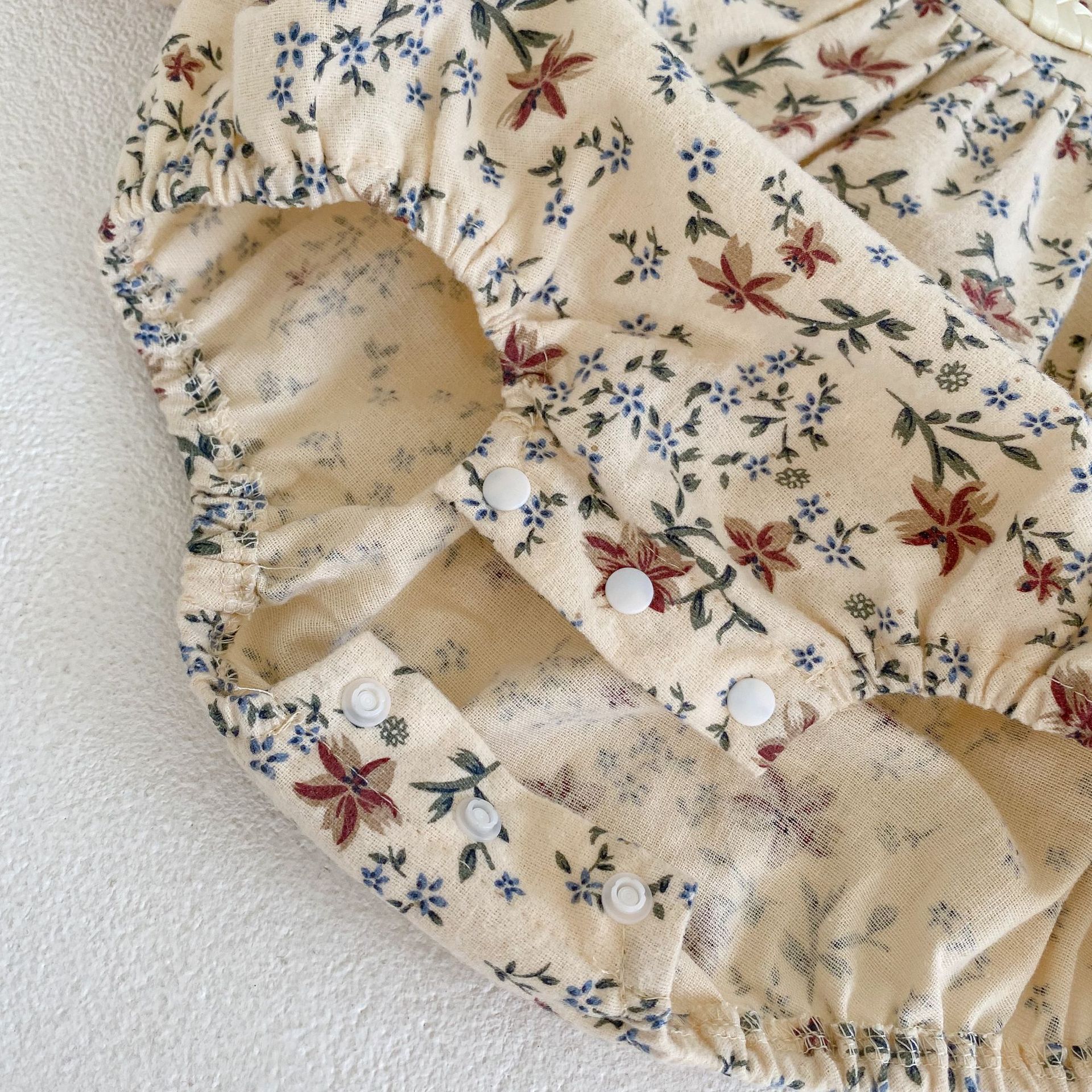 2024 Autumn New Girl Baby Floral Cheongsam Collar Ha Yi Long Sleeve Loose Triangle jumpsuit Crawler_voghion.com