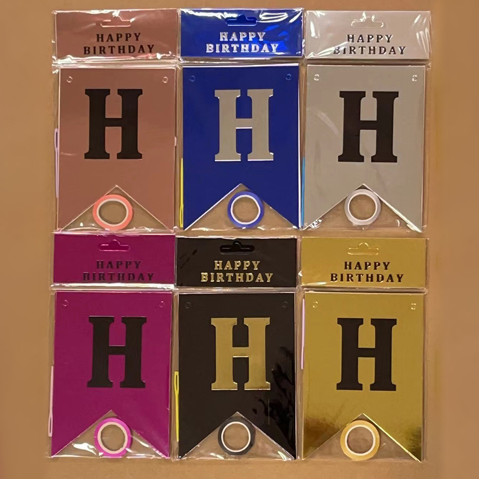 HAPPY BIRTHDAY fiesta de cumpleaños en inglés diseño diagonal de bandera de cola de mermaid letras banderas de color