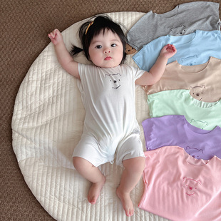 Modal Children's Pajamas Summer Ultra-Thin Baby Jumpsuit Short-Sleeved Home Clothes
