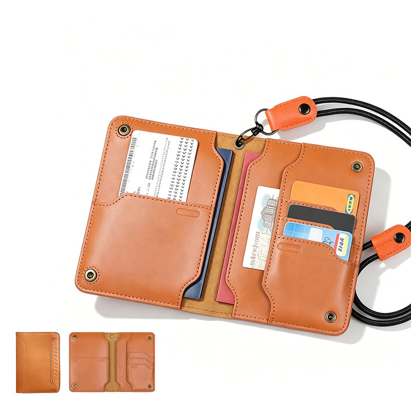 Genuine leather multifunctional passport cover for international travel, card slot document bag, travel ticket and passport organizer, anti-theft protection
