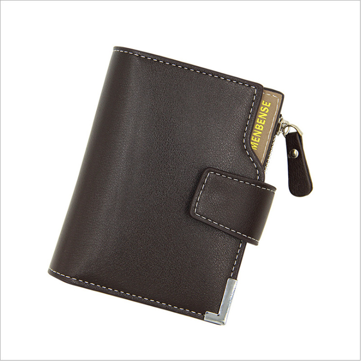Moda hebilla de los hombres billetera corta estilo europeo y americano multi-tarjeta de gran capacidad titular de la tarjeta de bisagra vertical billetera de los hombres