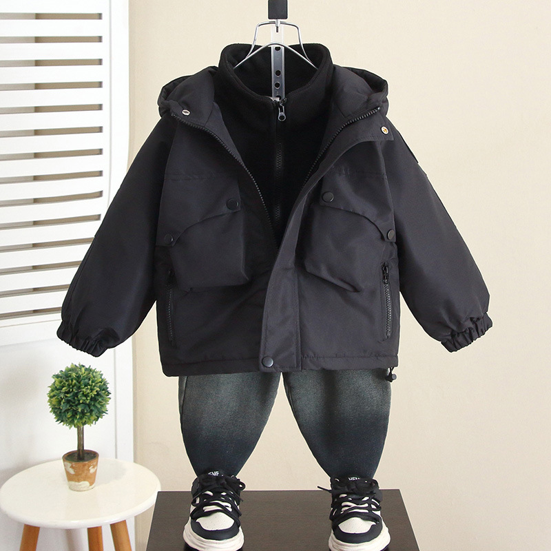 6795 niños invierno más chaqueta de algodón 2025 otoño e invierno nuevo estilo niños tres en uno chaqueta estilo occidental bebé versión coreana