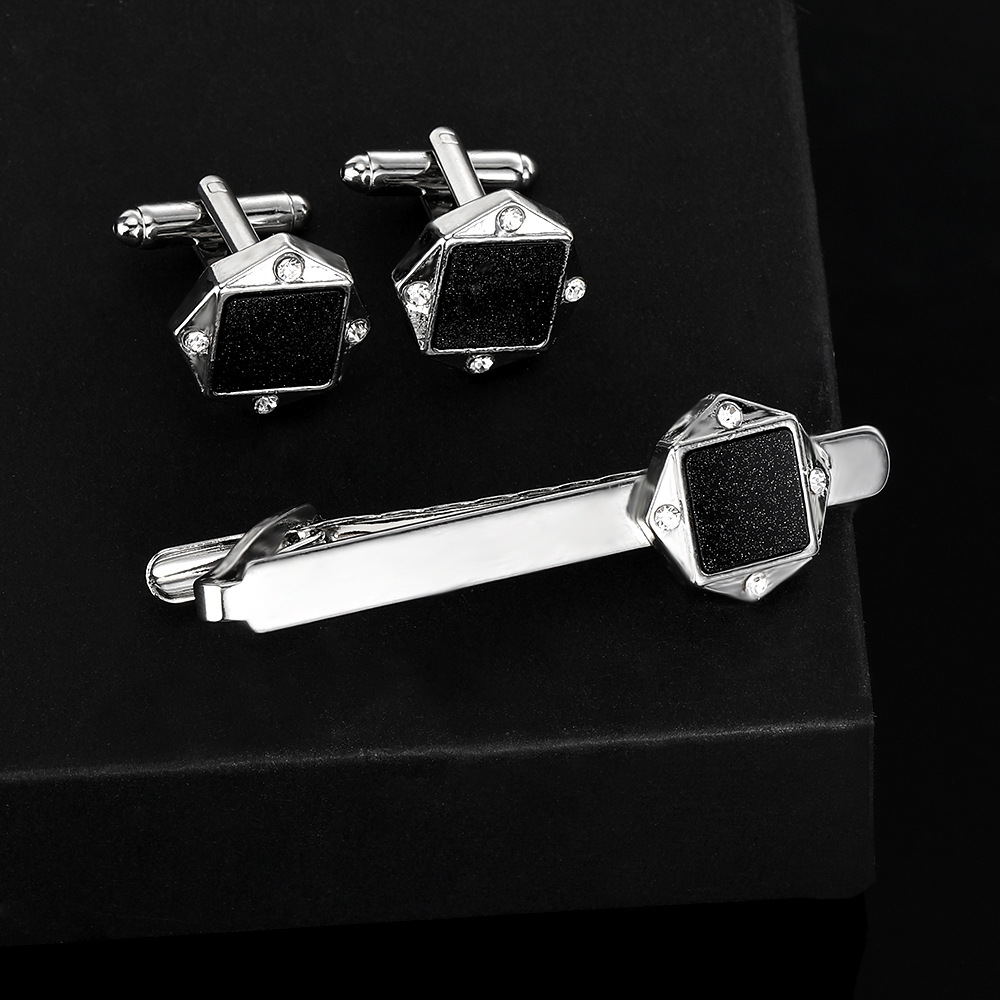 starry sky geometric business cufflinks for men and women with diamonds French shirt cuff nails tie clip accessories gift box_voghion.com