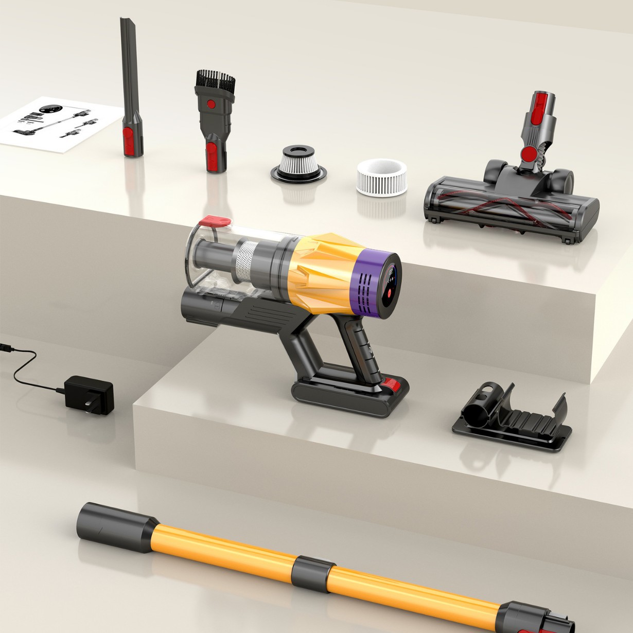 V18 accesorios de limpiadora inalámbrica doméstica cepillo de mascotas acessorios multifuncionales cartucho de filtro de pantalla de batería cepillo de suelo