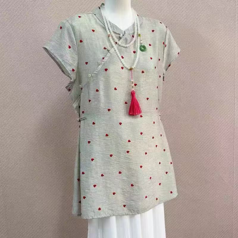 夏の新しい女性のチャイナドレススタイルの中国風のトレンディな中国風のレーヨンリネントップ女性のシャツ新しい中国風|undefined