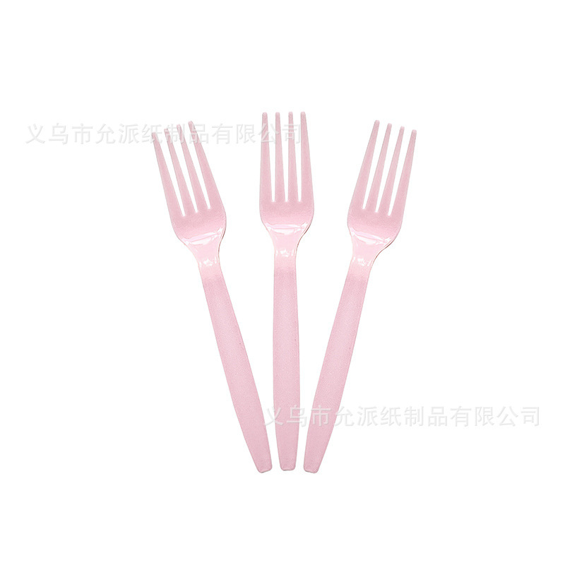 ソリッドカラーテーマパーティー食器ピンクレース誕生日パーティー用品使い捨て食器セット紙皿ナイフフォークスプーン|undefined