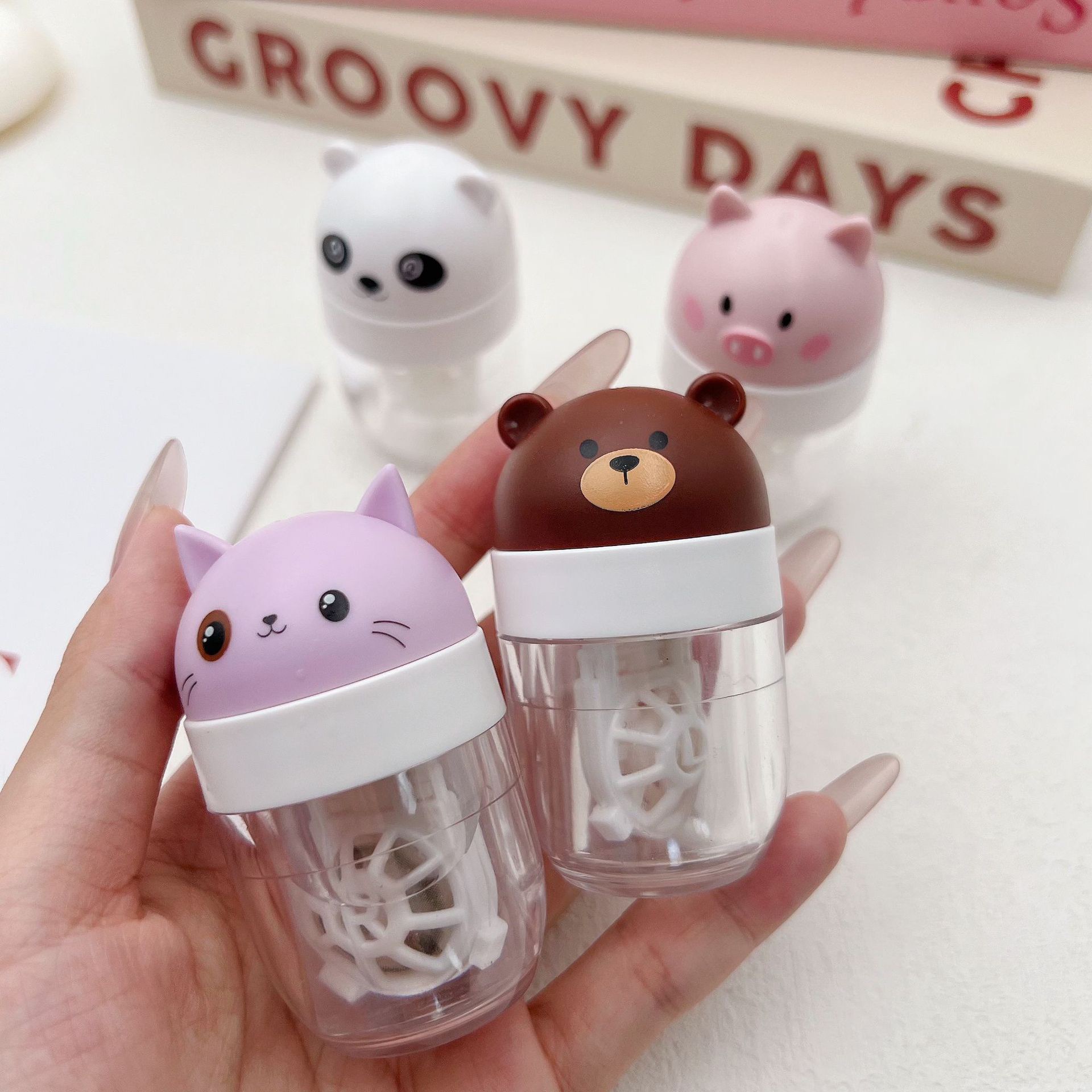 新款可爱卡通动物美瞳清洗器手动清洗器旋转半自动清洗器876