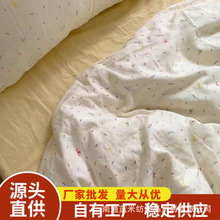 嫩黄海莉法式居家双人四件套学生宿舍三件套南通家纺床品跨境款