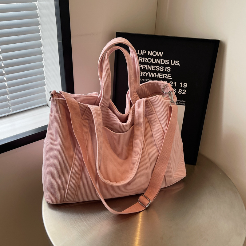 Corduroy Large-Capacity Tote Bag for Women Commuting to Work, Students Attending Classes, Shoulder Handbag, Simple Cross-Body Bag Corduroy Large-Capacity Tote Bag for Women Commuting to Work, Students Attending Classes, Shoulder Handbag, Simple Cross-Body Bag