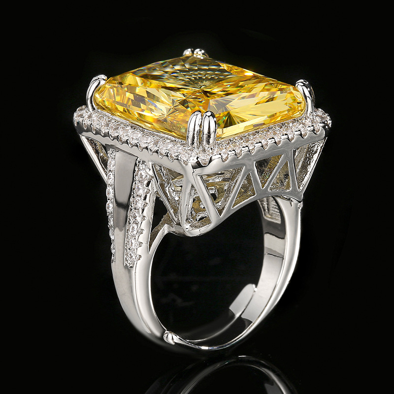 Elegant Radiant Cut Diamond Ring Gold Plated Jewelry Piece_voghion.com