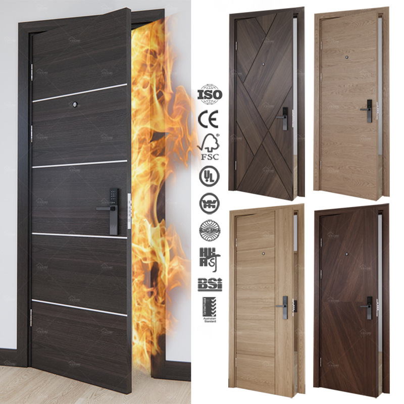 Specialized in Foreign Trade, High-End Apartment and Hotel Projects Use Wooden Fire Doors, Soundproof, Simple Indoor Room Entrance Fire Doors