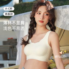 薄款无痕内衣女显小胸无钢圈提拉舒适收副乳文胸罩透气轻盈