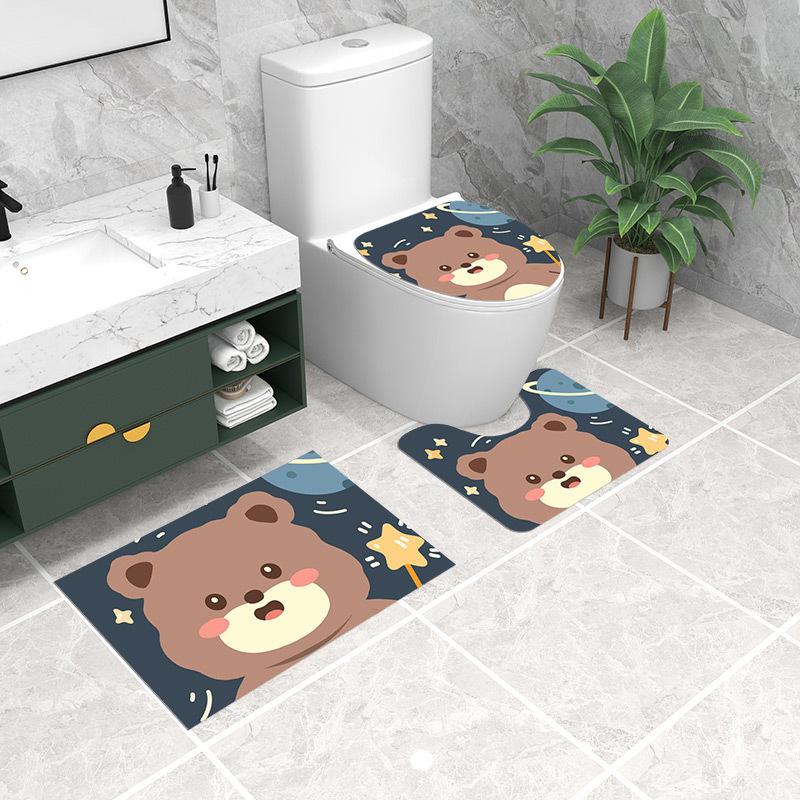 Bathroom mat, absorbent floor mat, household carpet, cartoon toilet, U-shaped foot mat, anti slip washbasin entrance_voghion.com
