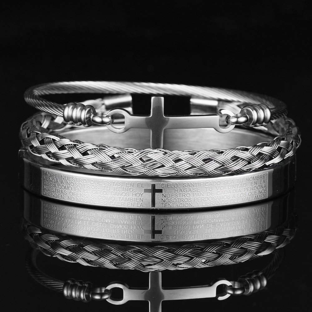 Cross Pattern Glam Cross Stainless Steel Plating Bracelets