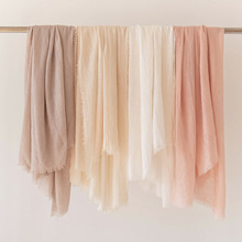 纯色绵羊毛围巾女文艺防晒丝巾沙滩长条丝巾批发日系纱巾高级感