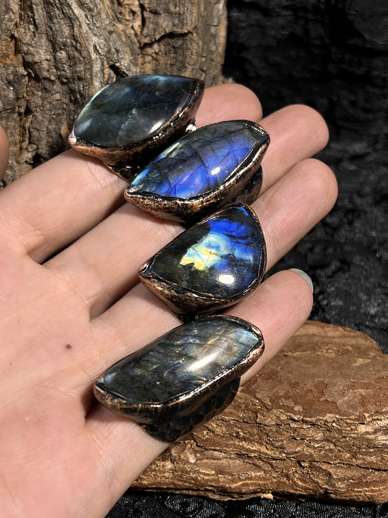 Open Rings Classification Retro Exaggerated Geometric Gem Copper Open Rings In Bulk