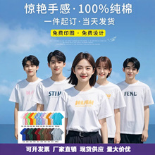 纯棉t恤定制印logo精梳棉短袖工作服定做全棉欧码美码订做文化衫