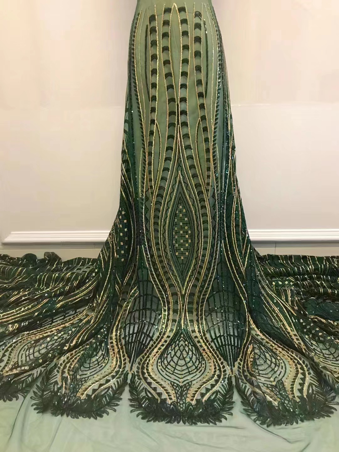 Vestido de bola estilo malla lentejuelas bordado encaje tela para fiesta ocasión vestido de novia vestido de tela JX2997