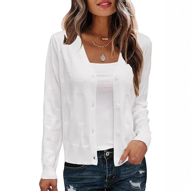 2025 European and American Cross-Border Amazon Women's Soft Short Cardigan Casual Lightweight Shrug Sweater Top