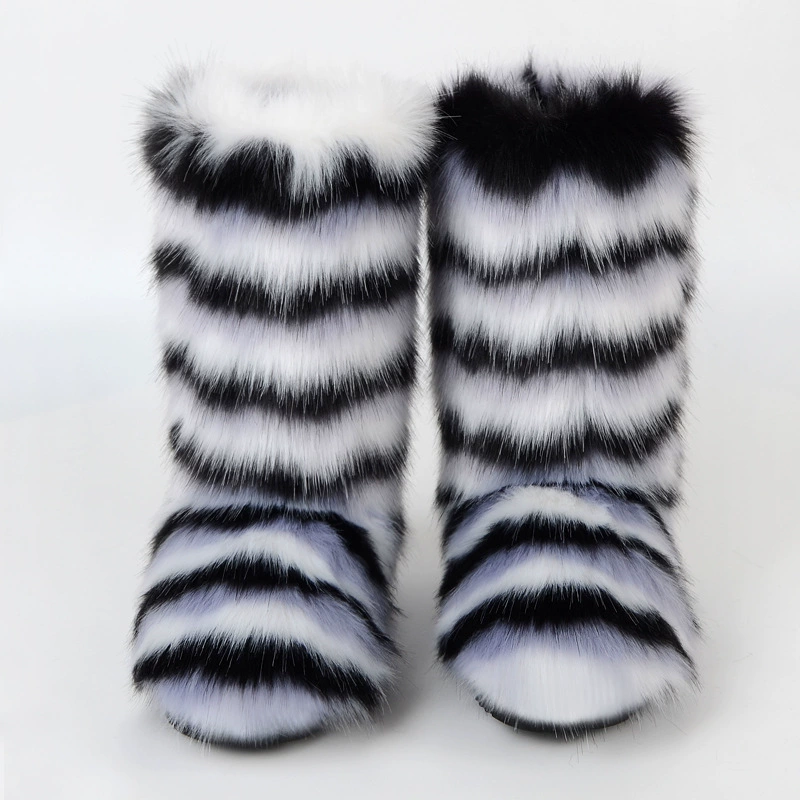 Mid‑calf warm boots, European style, high‑quality faux‑fur mid‑length, sizes 36–46