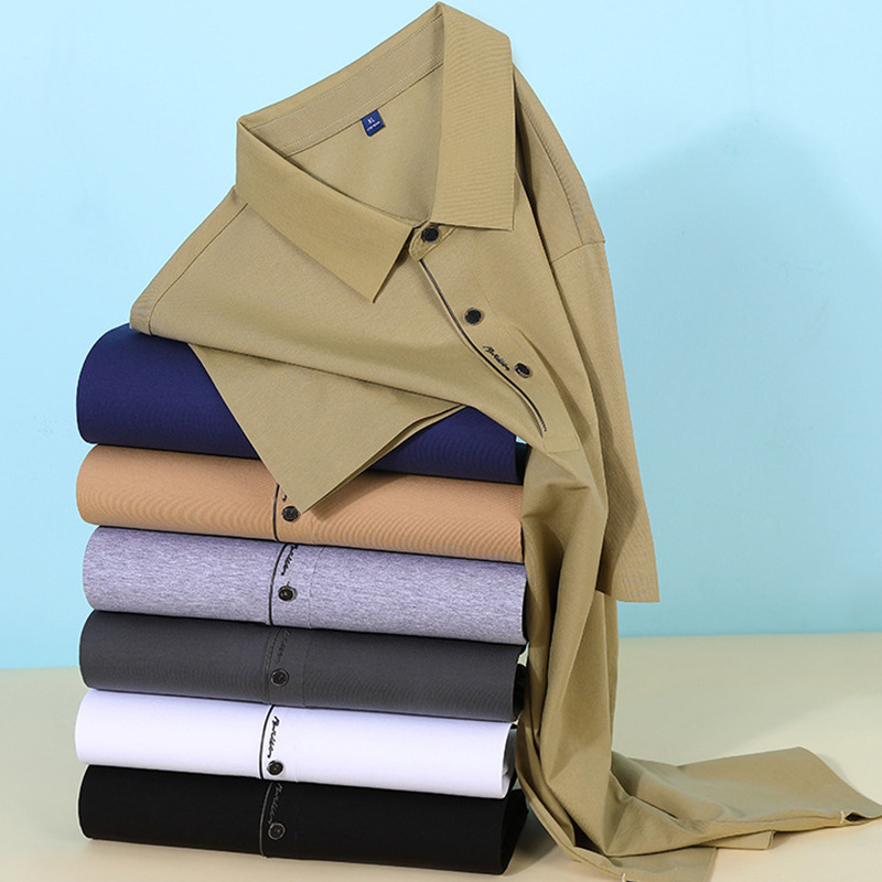 Sin costuras de alta elasticidad 95% amoníaco líquido algodón mercerizado 5% spandex solapa manga corta Polo camiseta personalizada de negocios de gama alta