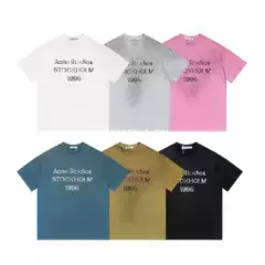 Cross-Border Trendy Brand Ac1996 Distressed Washed-Out Gradient Letter Print Unisex Couple Short-Sleeve Loose T-Shirt
