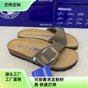 Cross-Border 2025 New Foreign Trade Birkenstock Shoes Retro Belt Buckle Beach Casual Thick-Soled Slippers for Women Ready for Sale