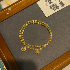 金店同款沙金錢幣手鍊女有錢花新中式精緻疊戴小眾手飾送禮物