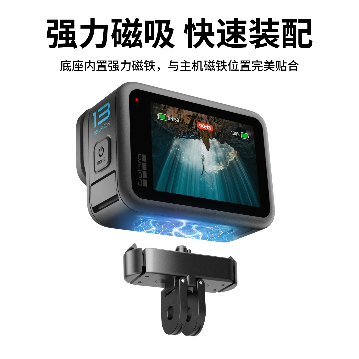 Gopro 13マグネットクイック着脱ベースgopro13デュアルインターフェースマグネット着脱ベースクイック着脱アクセサリーセット