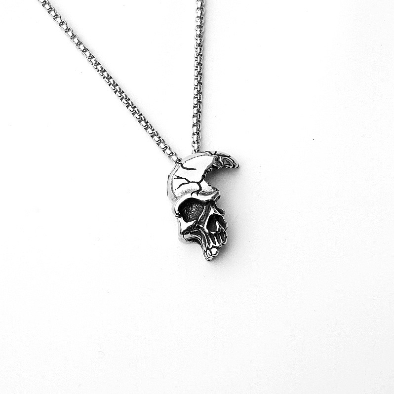 Half skull+stainless steel chain