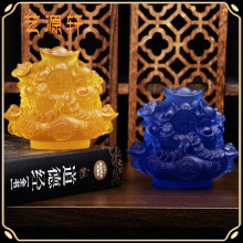 水琉璃招财聚财办公室摆饰客厅书房酒柜店铺八方来财聚宝盆摆件