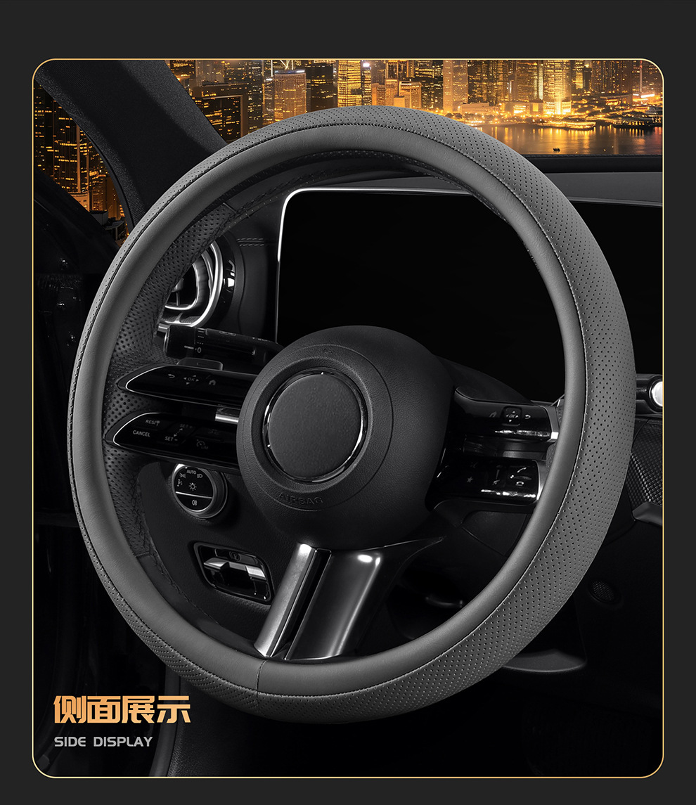 New car steering wheel cover for women, suitable for all seasons, made of leather, cute, non-slip, sweat-absorbent, breathable, cross-border wholesale